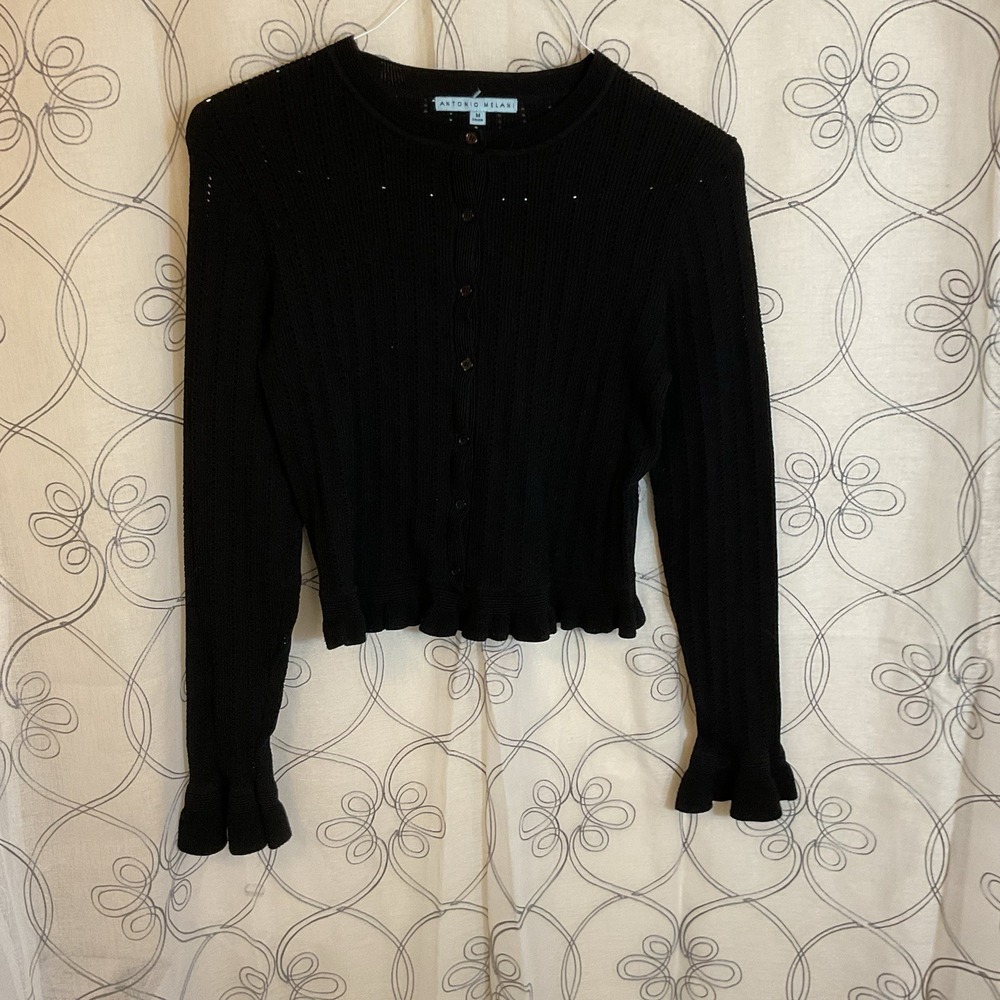 Woman's‎ Antonio Melani Black Button Up Long Sleeve Sweater Size Medium